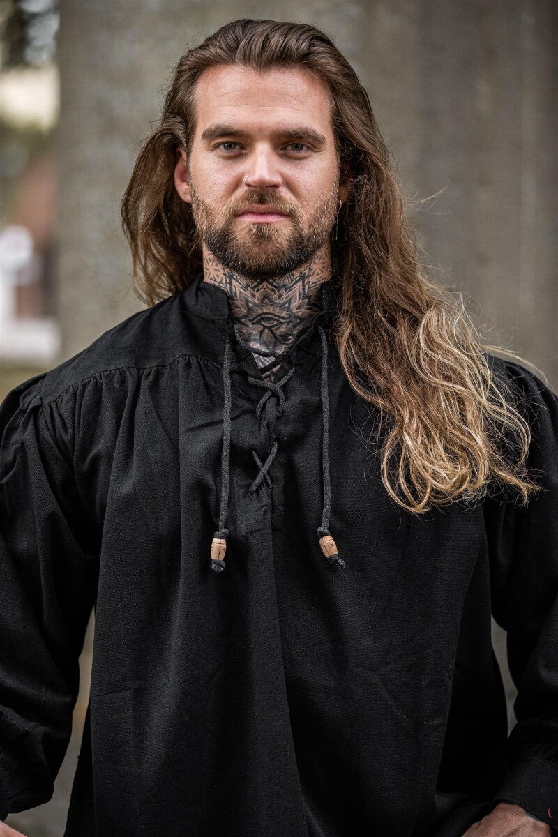 Chemise médiévale à lacets et col montant – Georg